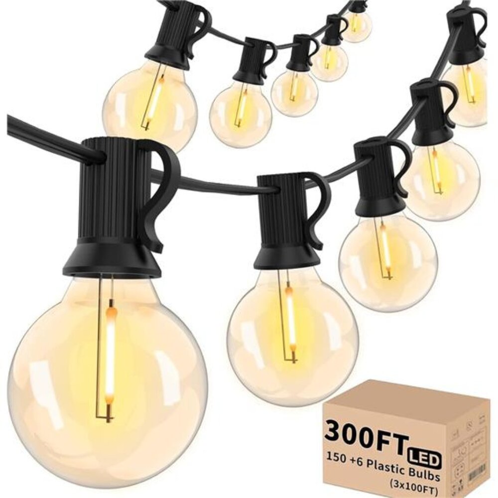Outdoor String Lights 300 FT, Patio Lights Outside with 156 G40 Shatterproof LED